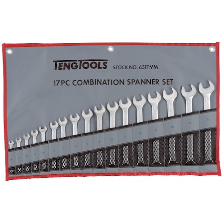 Teng Tools 6517MM - 17 Piece Metric Combination Spanner Set 6-22mm 6517MM